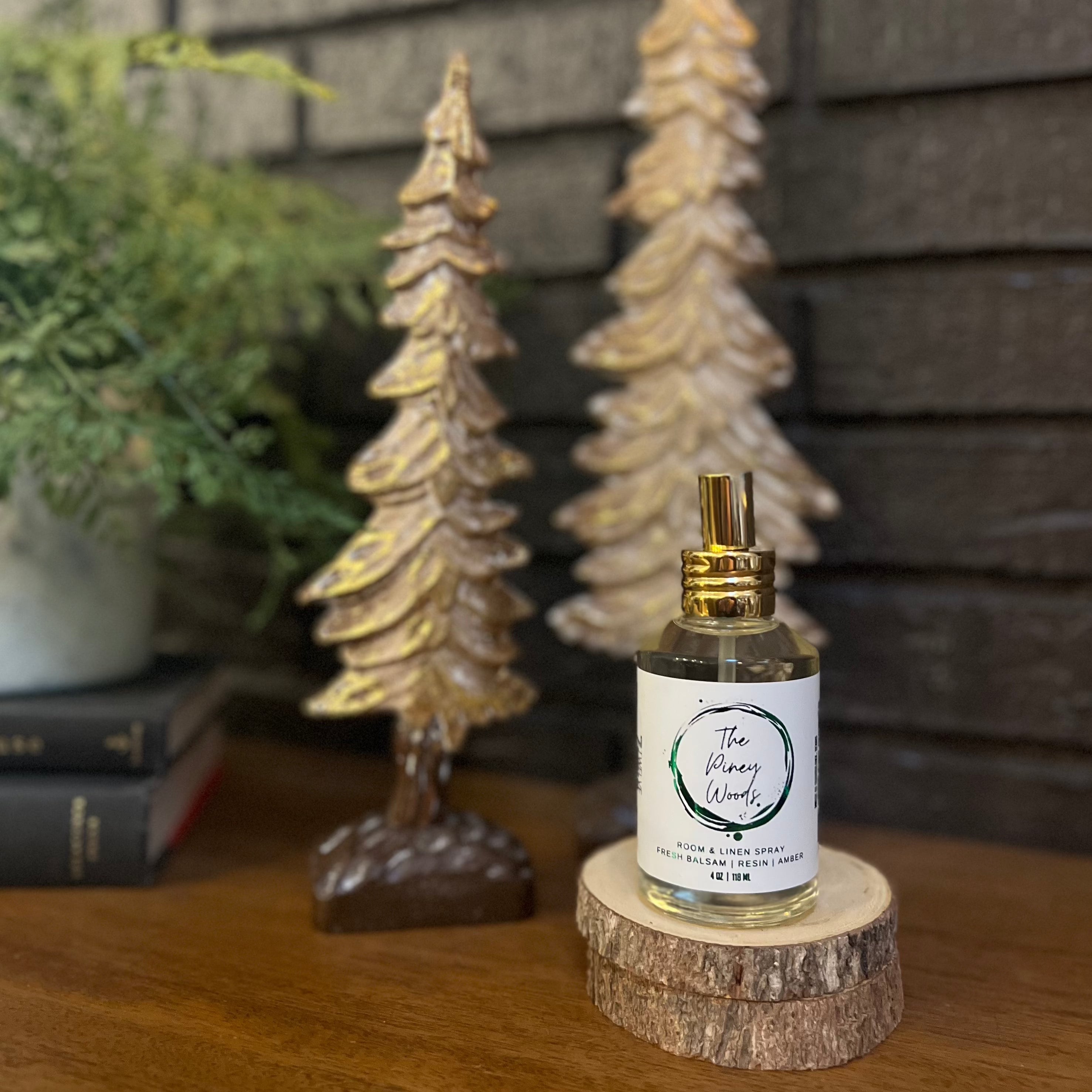 The Piney Woods Room & Linen Spray | Scent notes of Balsam, Resin, Amber & Woods